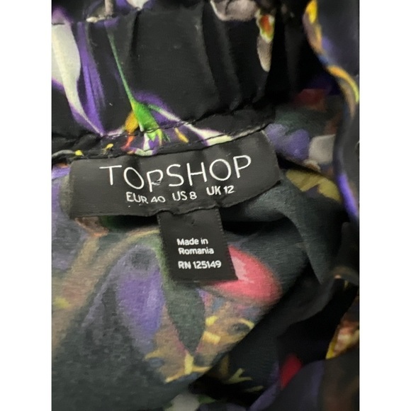 TOPSHOP TIE SLEEVE FLORAL OFF THE SHOULDER BLOUSE - SIZE 8 - Picture 4 of 4